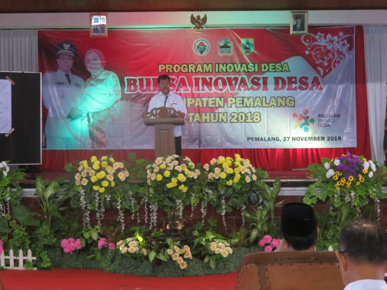 Sambutan Kepala Dinpermasdes kabupaten Pemalang dalam laporan pelaksanaan Bursa Inovasi Desa.